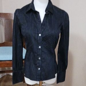 Banana Republic Black Pinstripe Button Down Shirt